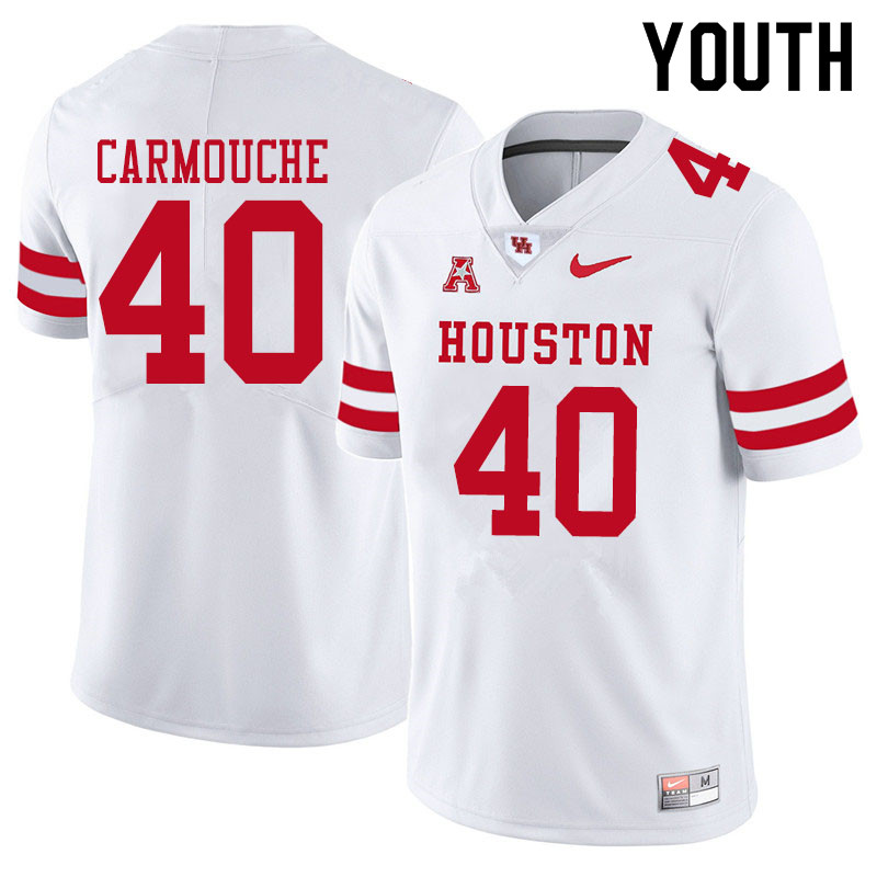 Youth #40 Jordan Carmouche Houston Cougars College Football Jerseys Sale-White - Click Image to Close